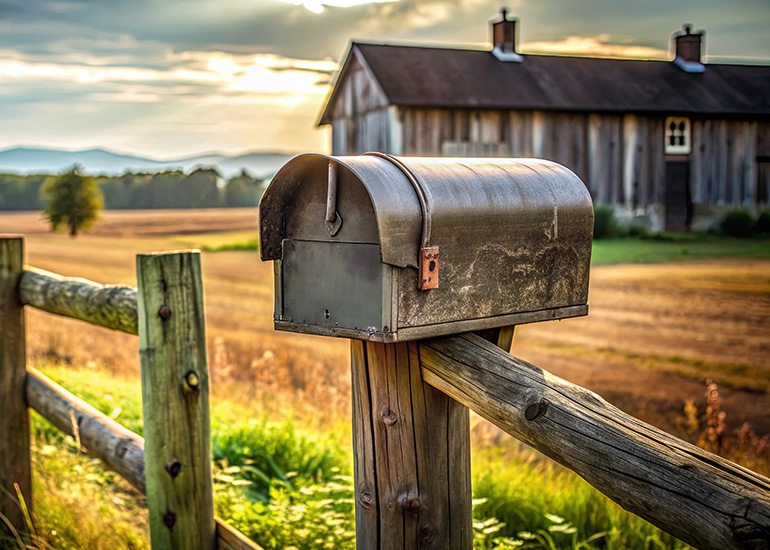 Old Mailbox on An a Rural Farm