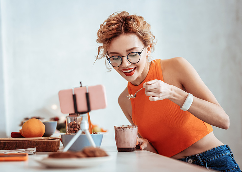 Influencer Girl Making A Smoothie
